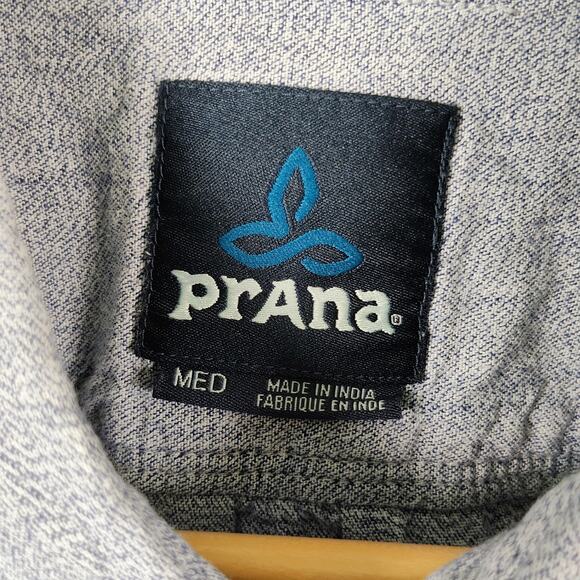 prAna Men's Medium gray Blue Button-Down Short Sleeve Shirt - Picture 5 of 10